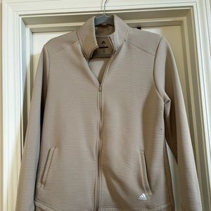 Adidas Jacket Womens XL Lightweight Textured Full Zip Golf Athletic Ladies Tan